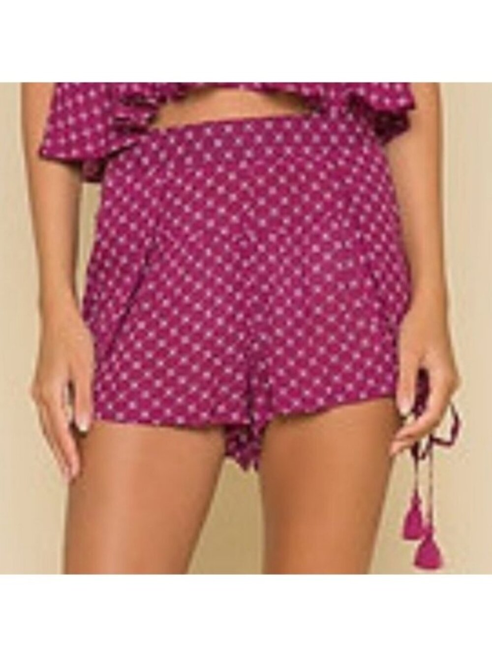 RAGA Anthropologie Shorts Medium New Cranberry Boho Tassel Lightweight